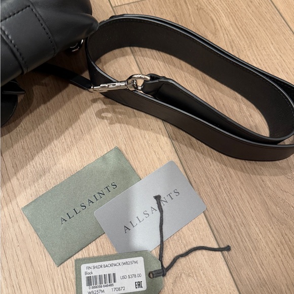 Black leather All Saints Fin Shoulder Backpack - Picture 11 of 11
